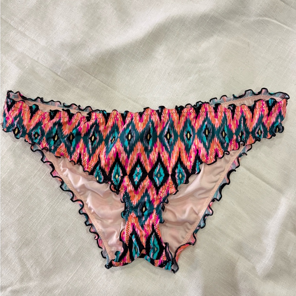 Shade & Shore Colorful Ruffled Patterned Bikini Bottom